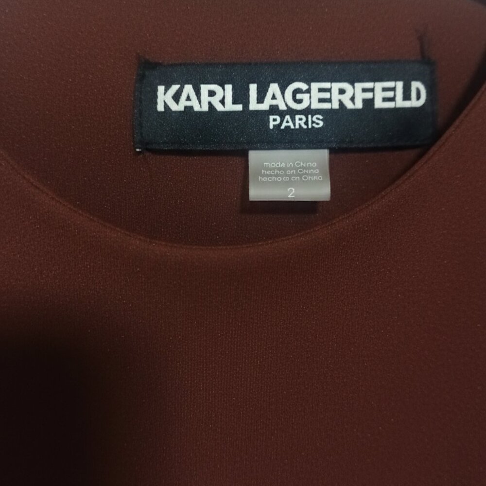 Karl Lagerfeld "Midnight Merlot" Pearl Fringe Sheath Dress | NWT | Size 2 - Picture 12 of 13